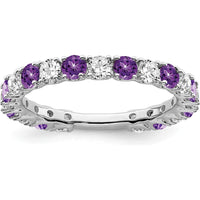 14K White Gold Amethyst and Diamond Band - 0.74 Carat Total Gem Weight by Monteluci Fine Jewelry