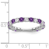 14K White Gold Amethyst and Diamond Band - 0.74 Carat Total Gem Weight by Monteluci Fine Jewelry