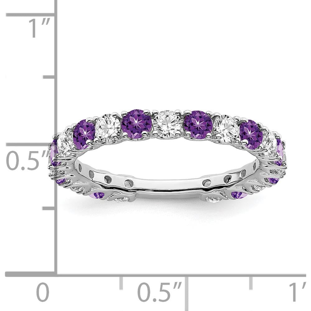 14K White Gold Amethyst and Diamond Band - 0.74 Carat Total Gem Weight by Monteluci Fine Jewelry