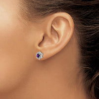14K White Gold Amethyst and Diamond Button Earrings - 0.4 Carat Total Amethyst Weight, 0.06 Carat Total Diamond Weight by Monteluci Fine Jewelry