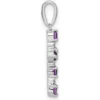 14K White Gold Amethyst and Diamond Cross Pendant - 0.20 Carat Total Amethyst Weight by Oro Pregiato