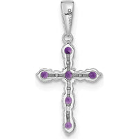 14K White Gold Amethyst and Diamond Cross Pendant - 0.20 Carat Total Amethyst Weight by Oro Pregiato