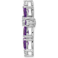 14K White Gold Amethyst and Diamond Cross Slide Pendant with Pear-Shaped Amethyst and Round Diamonds - 0.689 Carat Amethyst, 0.1 Carat Diamond Total Weight by Lumare Gioia