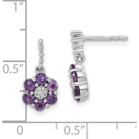 14K White Gold Amethyst and Diamond Drop Earrings - 0.09 Carat Amethyst, 0.003 Carat Diamond by Monteluci Fine Jewelry