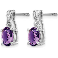 14K White Gold Amethyst and Diamond Drop Earrings - 0.75 Carat Total Amethyst Weight, 0.006 Carat Total Diamond Weight by Oro Pregiato