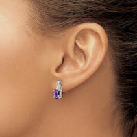 14K White Gold Amethyst and Diamond Drop Earrings - 0.75 Carat Total Amethyst Weight, 0.006 Carat Total Diamond Weight by Oro Pregiato