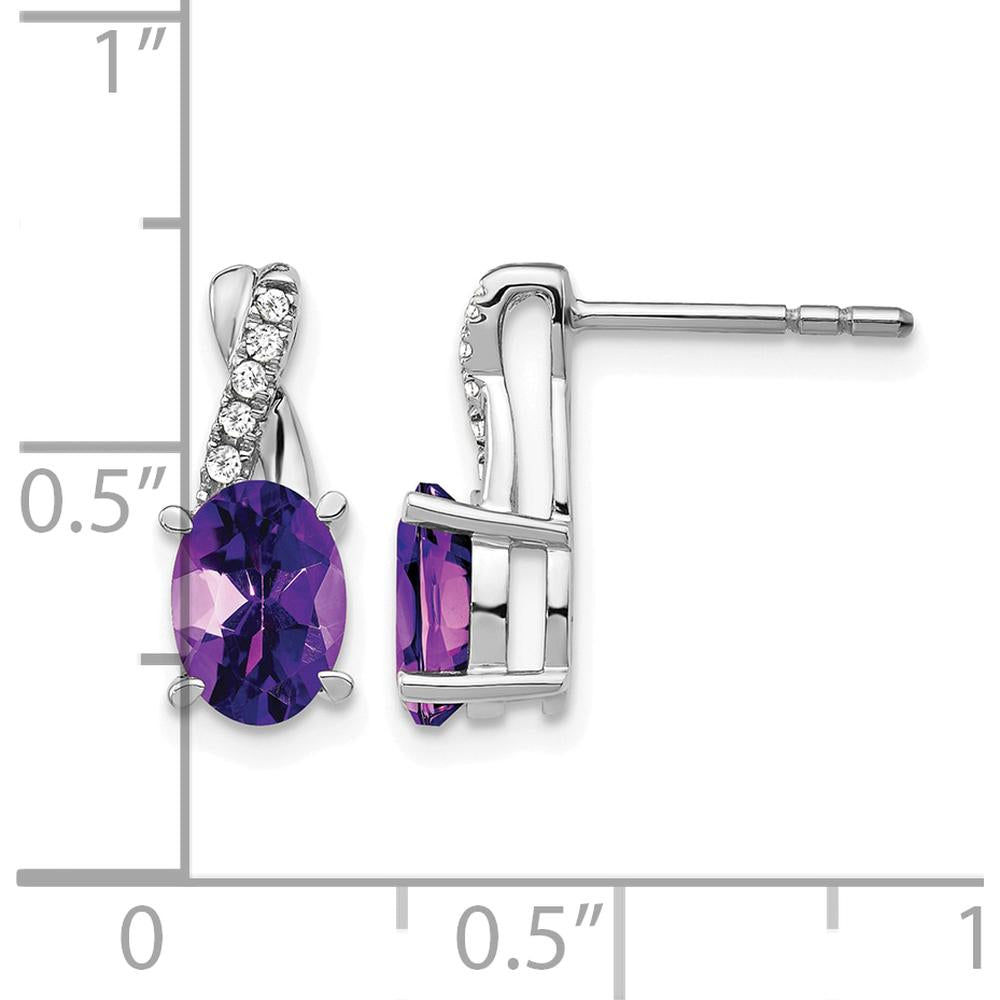 14K White Gold Amethyst and Diamond Drop Earrings - 0.75 Carat Total Amethyst Weight, 0.006 Carat Total Diamond Weight by Oro Pregiato