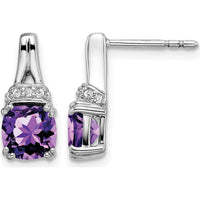 14K White Gold Amethyst and Diamond Drop Earrings - 1.25 Carat Total Amethyst Weight, 0.005 Carat Total Diamond Weight by Monteluci Fine Jewelry