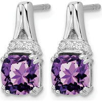 14K White Gold Amethyst and Diamond Drop Earrings - 1.25 Carat Total Amethyst Weight, 0.005 Carat Total Diamond Weight by Monteluci Fine Jewelry