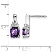 14K White Gold Amethyst and Diamond Drop Earrings - 1.25 Carat Total Amethyst Weight, 0.005 Carat Total Diamond Weight by Monteluci Fine Jewelry