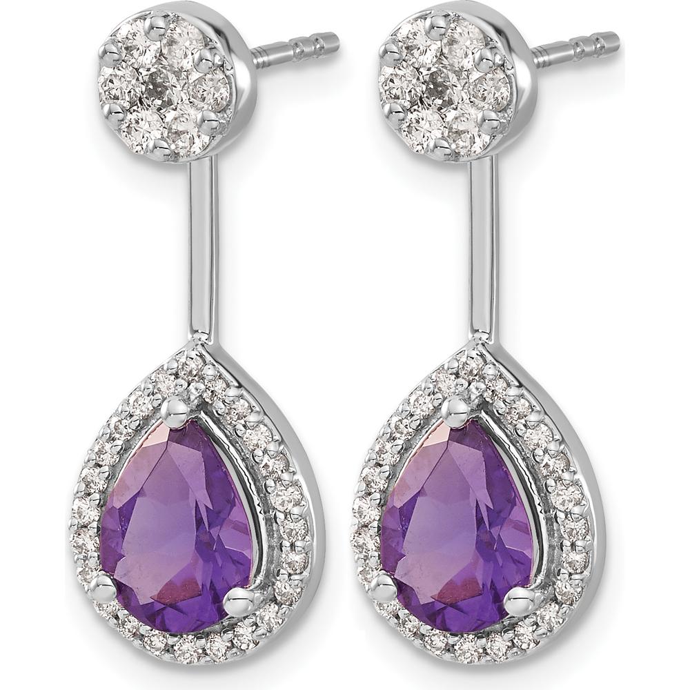 14K White Gold Amethyst and Diamond Drop Earrings - 1.70 Carats Total Gemstone Weight by Monteluci Fine Jewelry