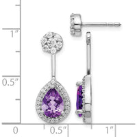 14K White Gold Amethyst and Diamond Drop Earrings - 1.70 Carats Total Gemstone Weight by Monteluci Fine Jewelry