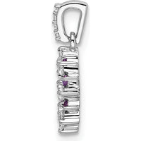 14K White Gold Amethyst and Diamond Fancy Circle Pendant with Round Amethysts and Diamonds - 0.09 Carat Total Diamond Weight by Monteluci Fine Jewelry