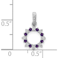 14K White Gold Amethyst and Diamond Fancy Circle Pendant with Round Amethysts and Diamonds - 0.09 Carat Total Diamond Weight by Monteluci Fine Jewelry
