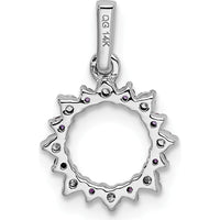 14K White Gold Amethyst and Diamond Fancy Circle Pendant with Round Amethysts and Diamonds - 0.09 Carat Total Diamond Weight by Monteluci Fine Jewelry