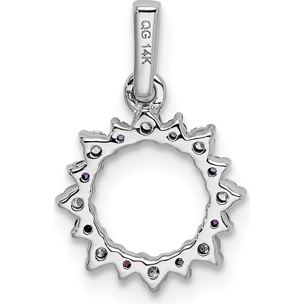 14K White Gold Amethyst and Diamond Fancy Circle Pendant with Round Amethysts and Diamonds - 0.09 Carat Total Diamond Weight by Monteluci Fine Jewelry