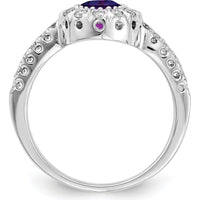 14K White Gold Amethyst and Diamond Halo Ring - 0.42 Carat Amethyst, 0.36 Carat Total Diamond Weight by Monteluci Fine Jewelry