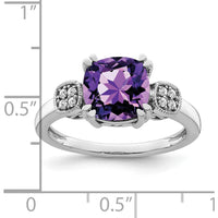 14K White Gold Amethyst and Diamond Halo Ring with 1.97 Carat Amethyst and 0.08 Carat Diamond by 0