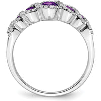 14K White Gold Amethyst and Diamond Halo Ring with Round Amethysts and Diamonds - 0.21 Carat Total Amethyst Weight by 0