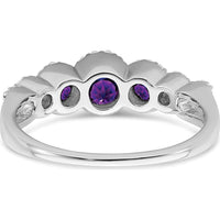 14K White Gold Amethyst and Diamond Halo Ring with Round Amethysts and Diamonds - 0.21 Carat Total Amethyst Weight by 0