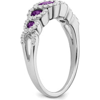 14K White Gold Amethyst and Diamond Halo Ring with Round Amethysts and Diamonds - 0.21 Carat Total Amethyst Weight by 0