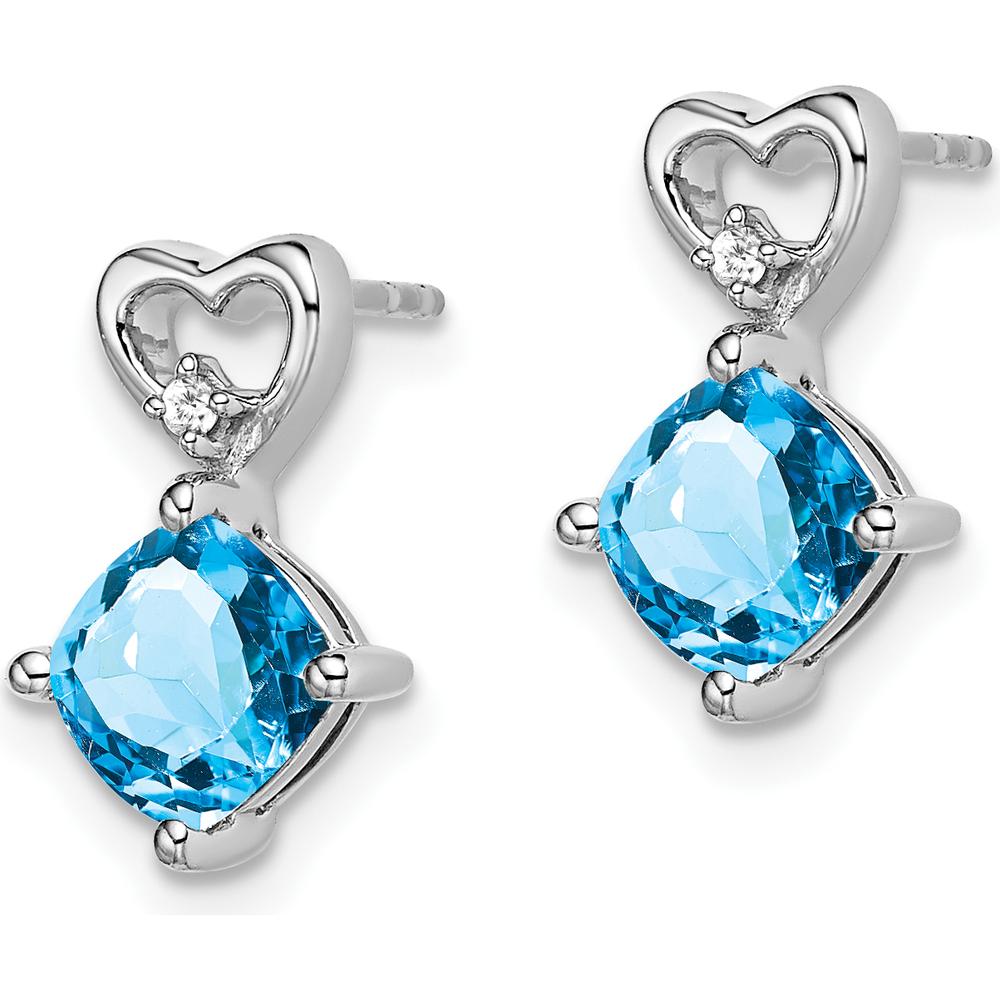 14K White Gold Amethyst and Diamond Heart Drop Earrings - 1.25 Carat Total Amethyst Weight by Oro Pregiato