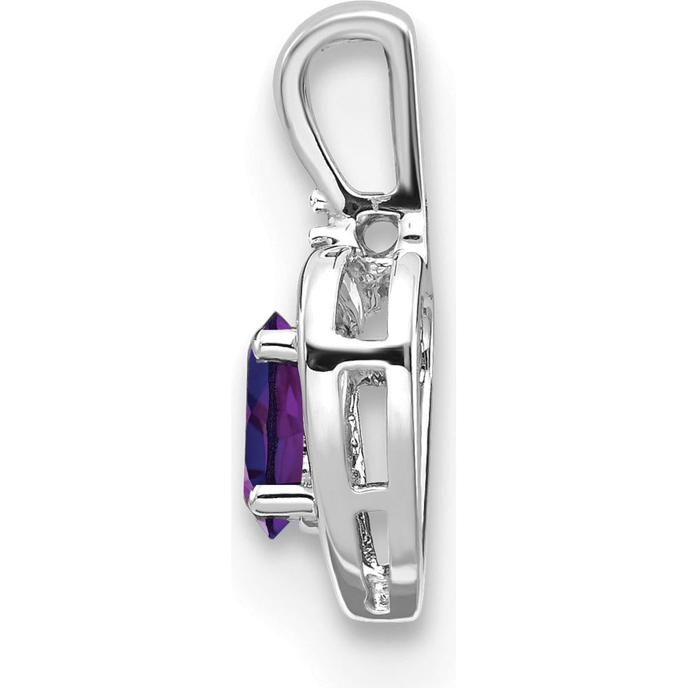 14K White Gold Amethyst and Diamond Heart Pendant - 0.45 Carat Amethyst, 0.007 Carat Diamond by Oro Pregiato
