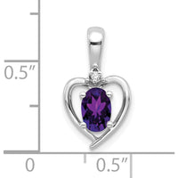 14K White Gold Amethyst and Diamond Heart Pendant - 0.45 Carat Amethyst, 0.007 Carat Diamond by Oro Pregiato