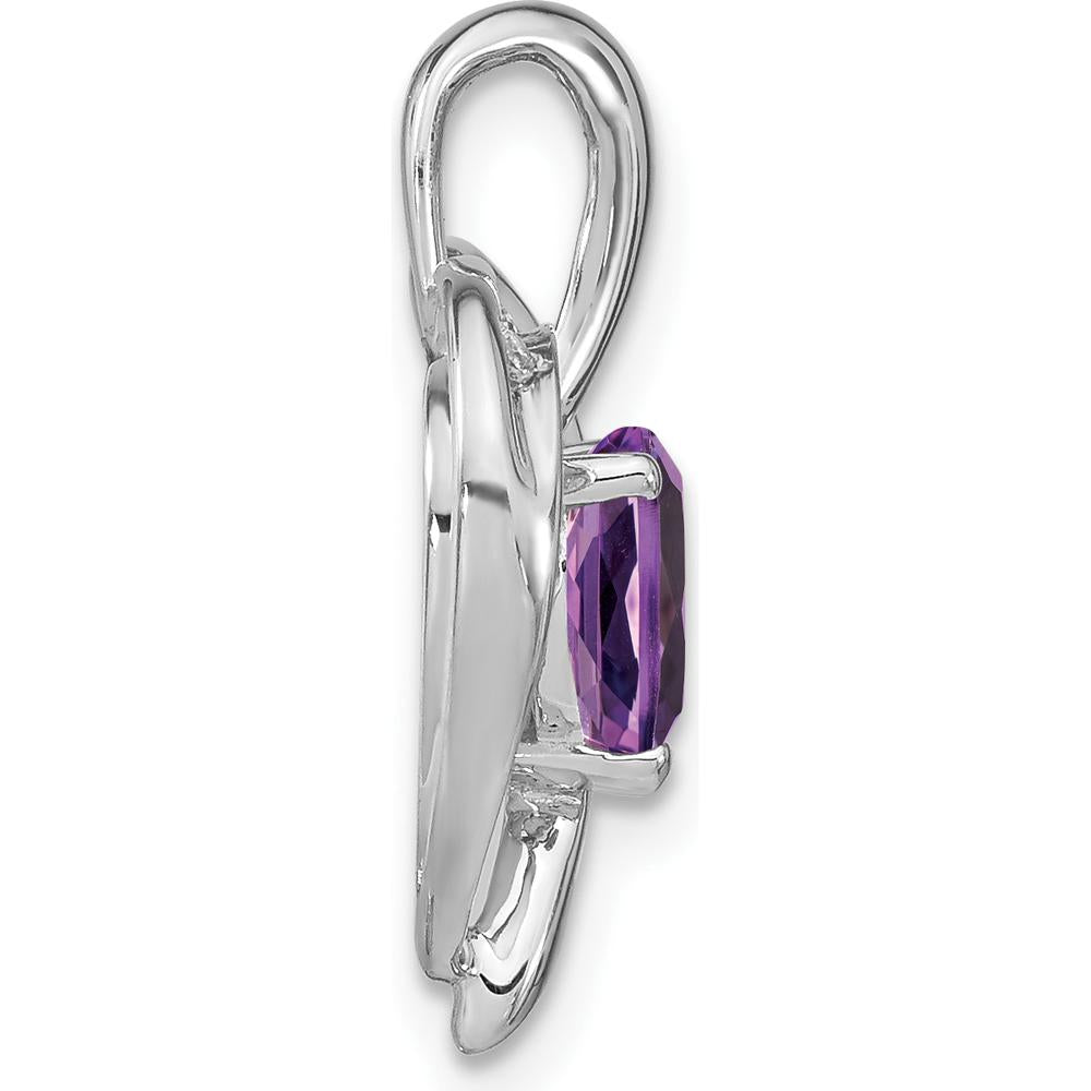 14K White Gold Amethyst and Diamond Heart Pendant with 0.99 Carat Amethyst and 0.014 Carat Diamond by Lumare Gioia