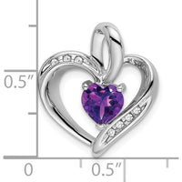 14K White Gold Amethyst and Diamond Heart Pendant with 0.99 Carat Amethyst and 0.014 Carat Diamond by Lumare Gioia