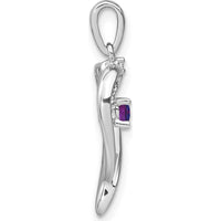 14K White Gold Amethyst and Diamond Heart Pendant with Natural 3mm Amethyst - 0.1 Carat Amethyst Weight, 0.01 Carat Diamond Weight by Lumare Gioia