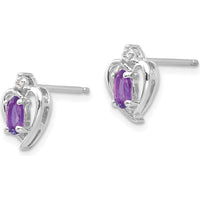 14K White Gold Amethyst and Diamond Heart Post Earrings - 0.23 Carat Total Amethyst Weight, 0.01 Carat Total Diamond Weight by Oro Pregiato