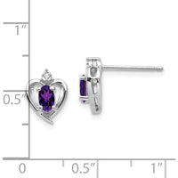 14K White Gold Amethyst and Diamond Heart Post Earrings - 0.23 Carat Total Amethyst Weight, 0.01 Carat Total Diamond Weight by Oro Pregiato
