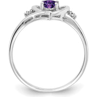 14K White Gold Amethyst and Diamond Heart Ring with Oval Amethyst - 0.45 Carat Total Gem Weight by Oro Pregiato