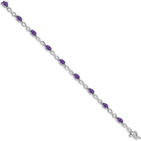 14K White Gold Amethyst and Diamond Infinity Link Bracelet - 0.45 Carats Amethyst, 0.025 Carats Diamonds by Oro Pregiato