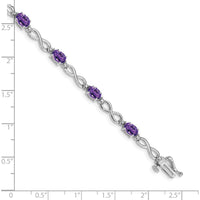 14K White Gold Amethyst and Diamond Infinity Link Bracelet - 0.45 Carats Amethyst, 0.025 Carats Diamonds by Oro Pregiato