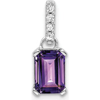 14K White Gold Amethyst and Diamond Pendant with Natural Amethyst and Round Diamonds - 0.01 Carat Total Diamond Weight by Oro Pregiato