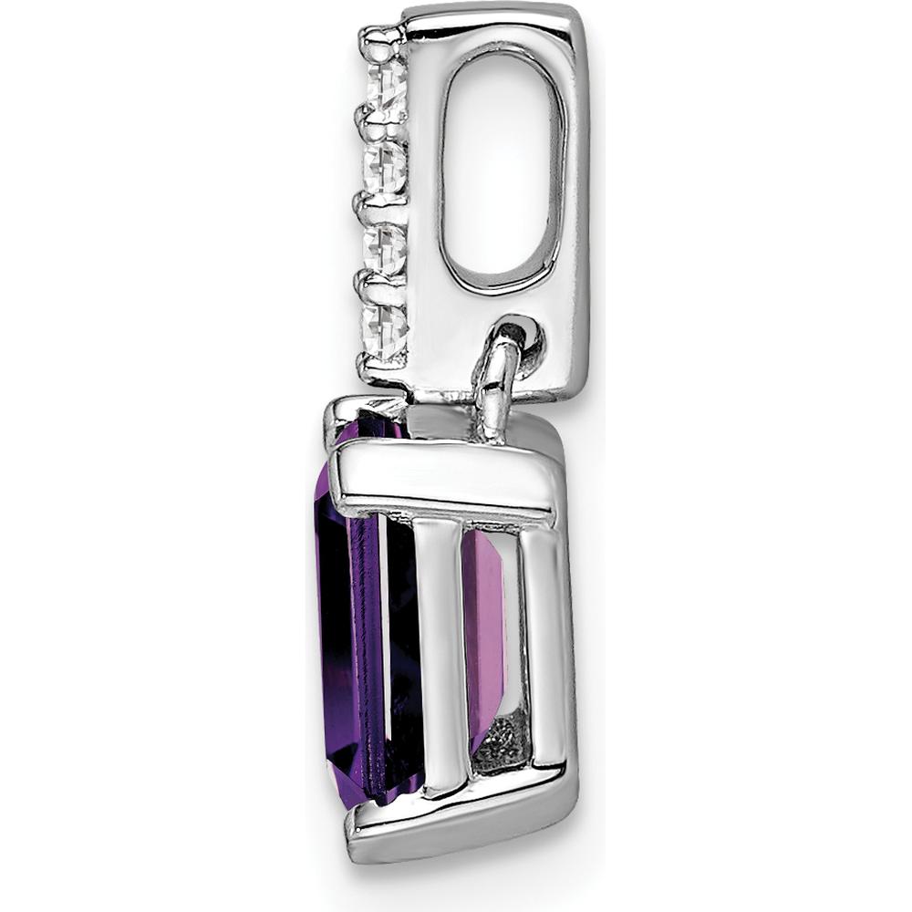 14K White Gold Amethyst and Diamond Pendant with Natural Amethyst and Round Diamonds - 0.01 Carat Total Diamond Weight by Oro Pregiato