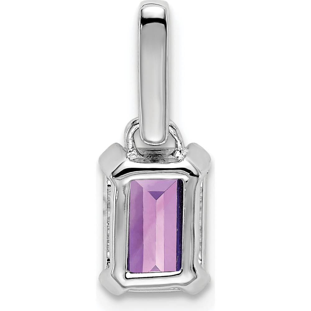 14K White Gold Amethyst and Diamond Pendant with Natural Amethyst and Round Diamonds - 0.01 Carat Total Diamond Weight by Oro Pregiato