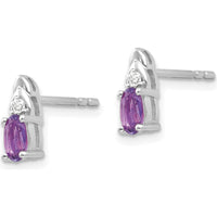 14K White Gold Amethyst and Diamond Post Earrings - 0.23 Carat Total Amethyst Weight by Oro Pregiato