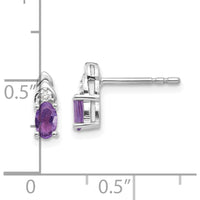 14K White Gold Amethyst and Diamond Post Earrings - 0.23 Carat Total Amethyst Weight by Oro Pregiato
