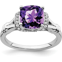 14K White Gold Amethyst and Diamond Ring - 1.97 Carat Amethyst, 0.005 Carat Diamond Total Weight by 0