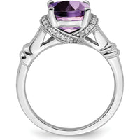 14K White Gold Amethyst and Diamond Ring - 1.97 Carat Amethyst, 0.005 Carat Diamond Total Weight by 0