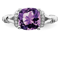 14K White Gold Amethyst and Diamond Ring - 1.97 Carat Amethyst, 0.005 Carat Diamond Total Weight by 0