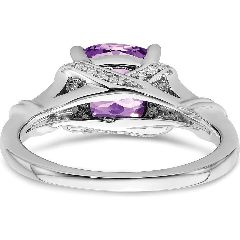 14K White Gold Amethyst and Diamond Ring - 1.97 Carat Amethyst, 0.005 Carat Diamond Total Weight by 0