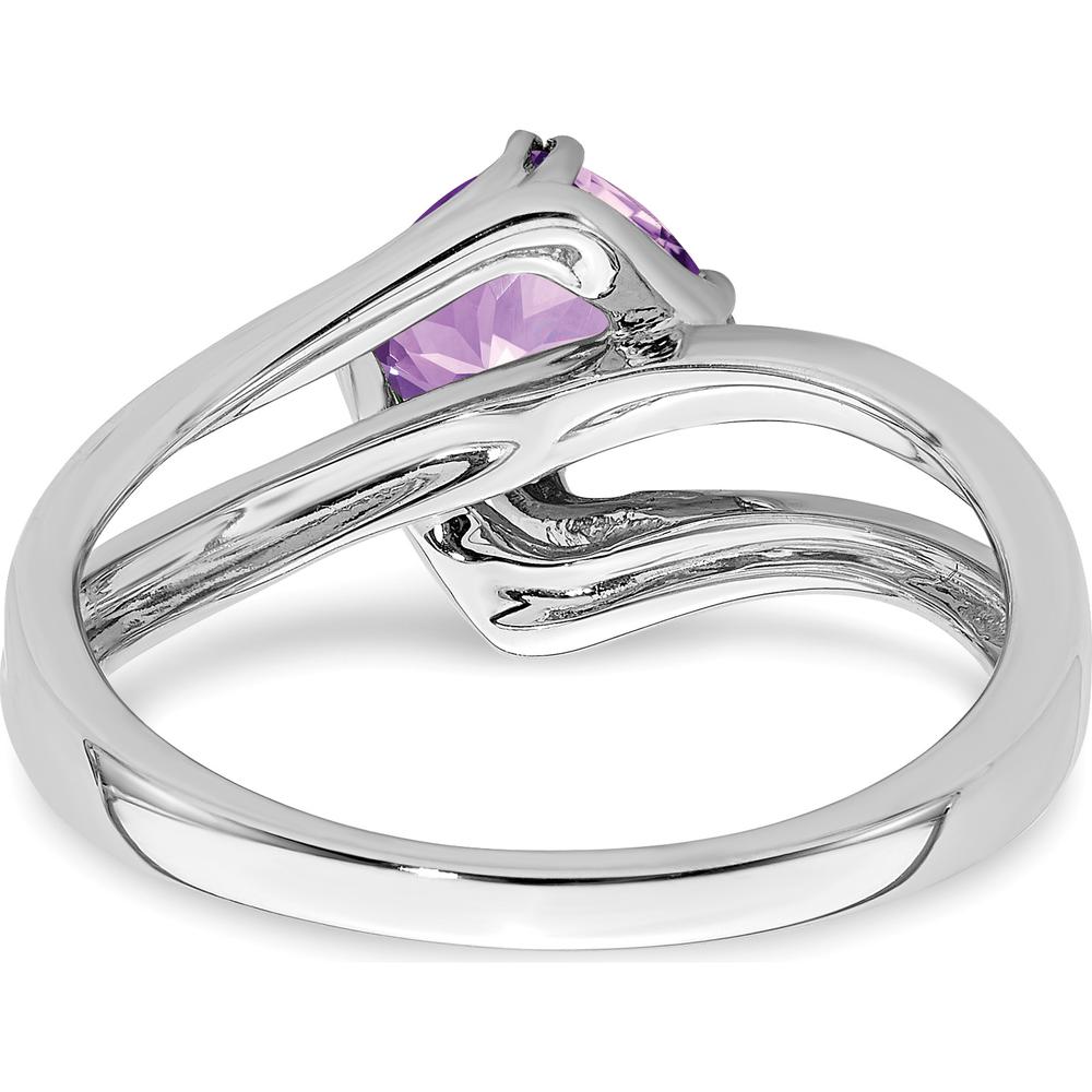 14K White Gold Amethyst and Diamond Ring with Cushion Cut Amethyst - 0.803 Carat Total Gem Weight by 0