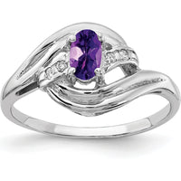 14K White Gold Amethyst and Diamond Ring with Oval Amethyst - 0.20 Carat Amethyst, 0.032 Carat Total Diamond Weight by Monteluci Fine Jewelry