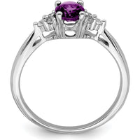 14K White Gold Amethyst and Diamond Ring with Oval Amethyst - 0.71 Carat Amethyst, 0.02 Carat Diamonds by 0