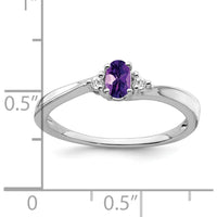 14K White Gold Amethyst and Diamond Ring with Oval Amethyst and Round Diamonds - 0.23 Carat Amethyst Weight, 0.02 Carat Diamond Weight by 0