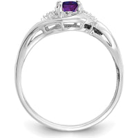 14K White Gold Amethyst and Diamond Ring with Prong Set Oval Amethyst - 0.45 Carat Total Amethyst Weight by Oro Pregiato